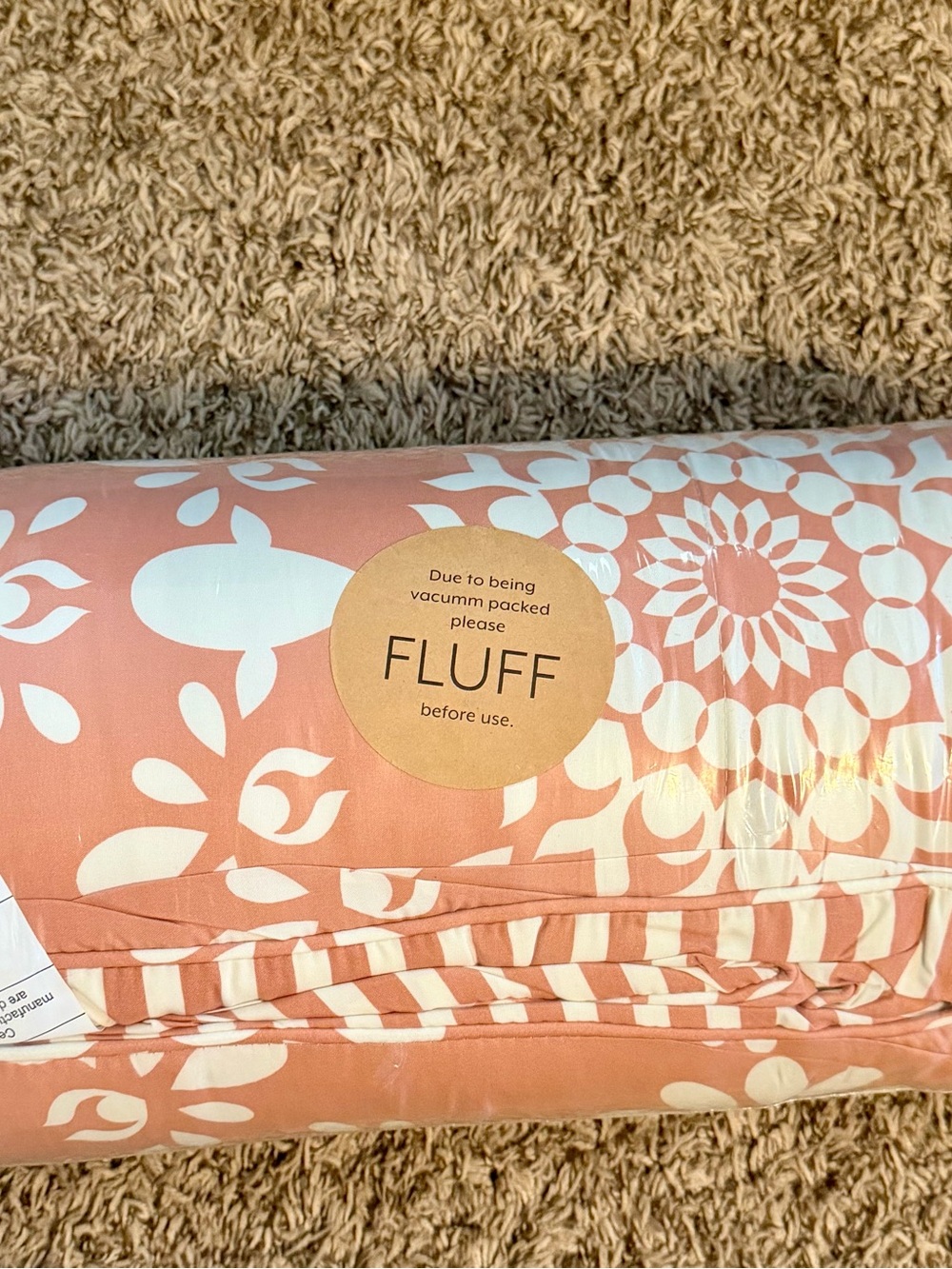 fluff Coral and White Floral Comforter